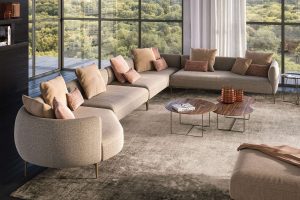 Sophia Landscape modular sofa with soft upholstery, low-profile design, and flexible seating configuration for contemporary living spaces
